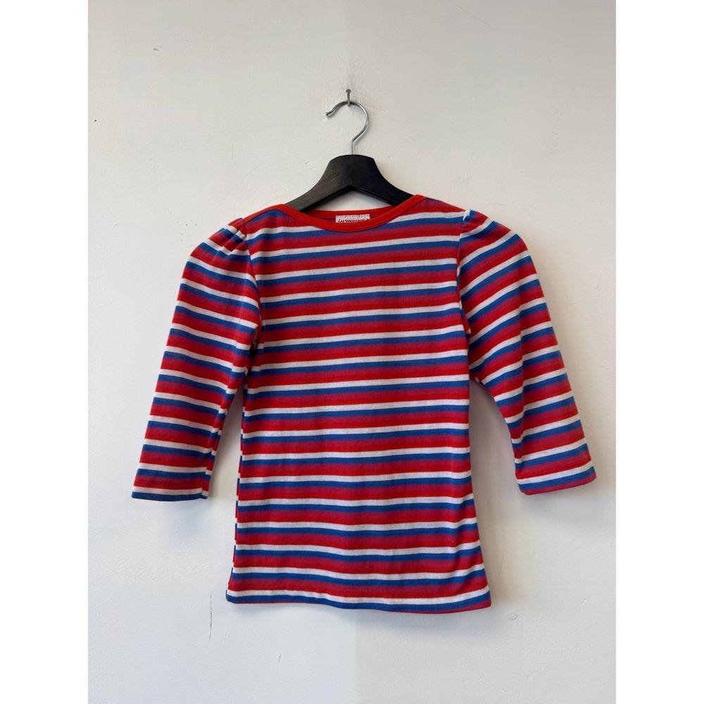 Vintage California Ivy Shirt Womens XXS Multicolor Striped 3/4 Sleeve‎ Tee 80s